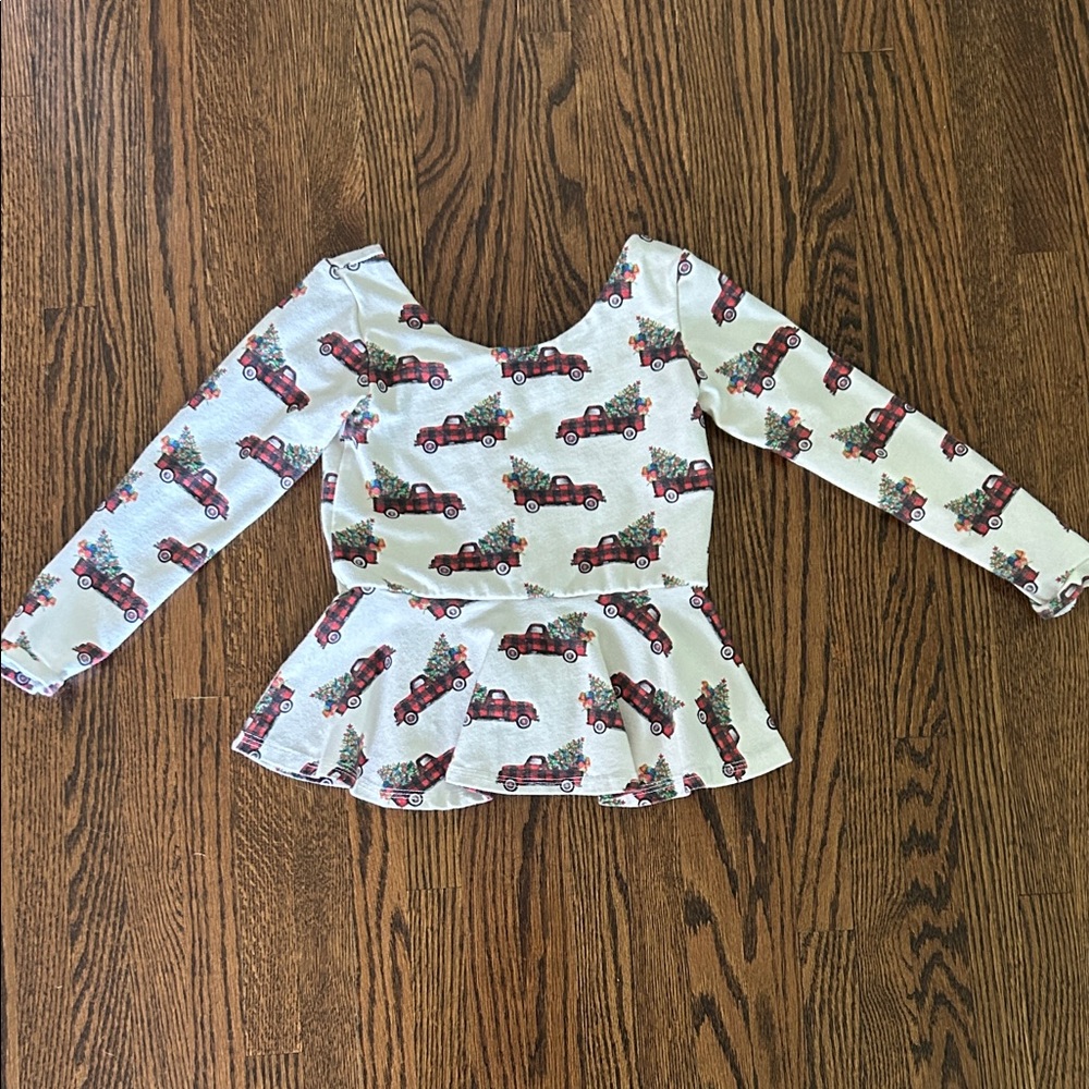 Christmas tree truck girls peplum top size 5T